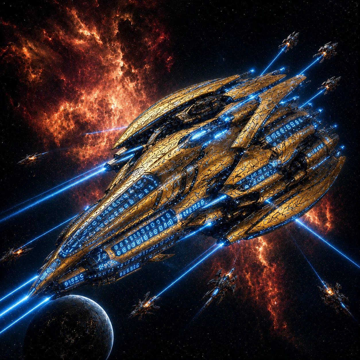 Speculative illustration of a pterodactyl war craft in space
